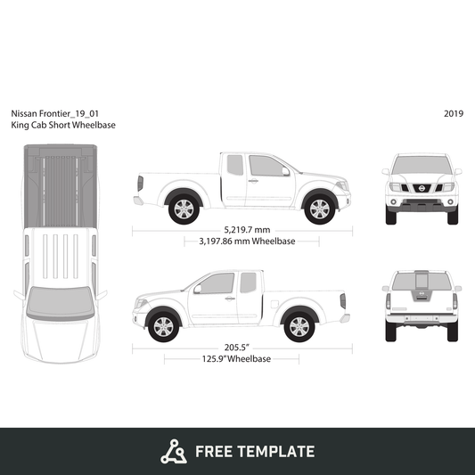 2019 Nissan Frontier front view free vector vehicle wrap template - GravBase