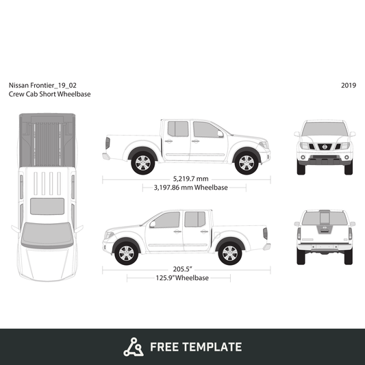 2019 Nissan Frontier front view free vector vehicle wrap template - GravBase