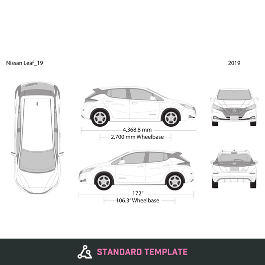2019 Nissan Leaf vector wrap template, Design-Ready PDF - GravBase