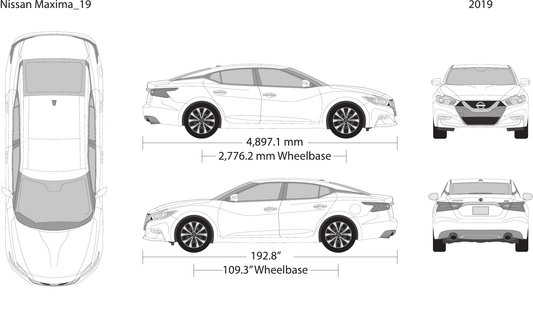 2019 Nissan Maxima vector wrap template, Design-Ready PDF - GravBase