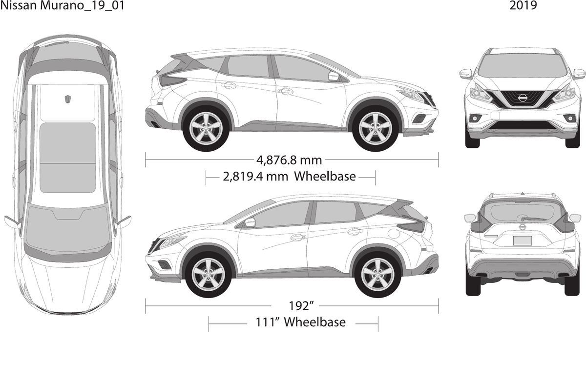 2019 Nissan Murano vector wrap template, Design-Ready PDF - GravBase