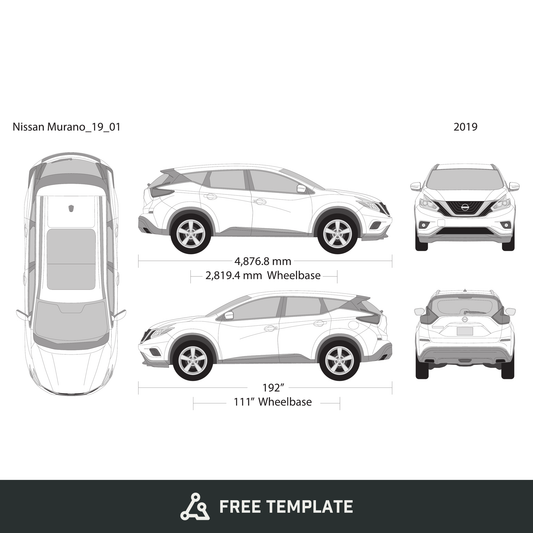 2019 Nissan Murano free vector vehicle wrap template - GravBase