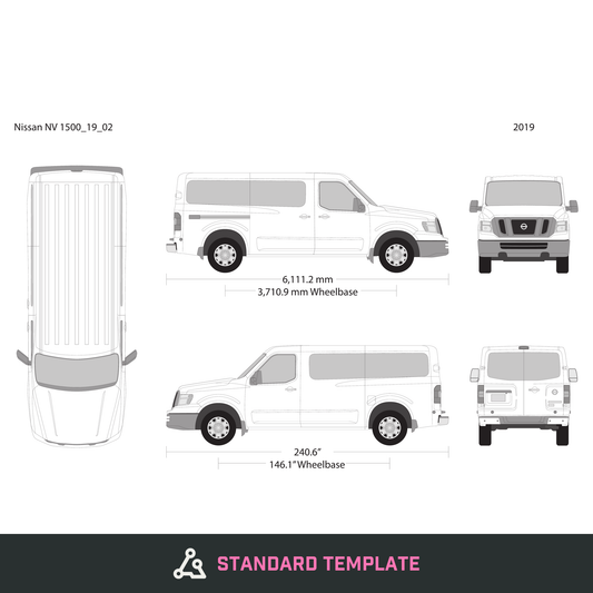 2019 Nissan NV Passenger vector wrap template V02, Design-Ready PDF - GravBase