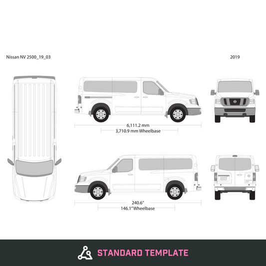 2019 Nissan NV Passenger vector wrap template V03, Design-Ready PDF - GravBase