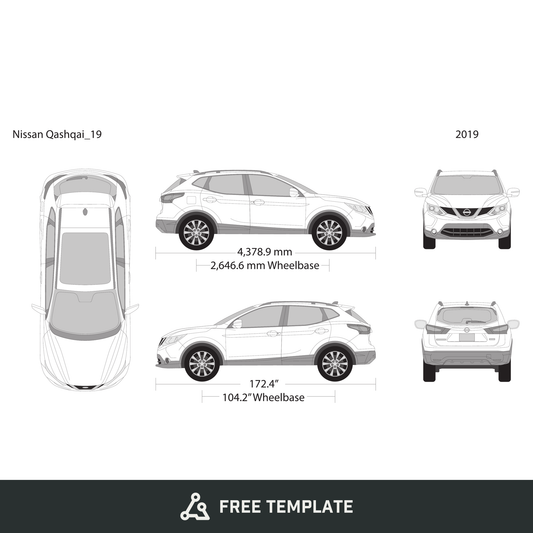 2019 Nissan Qashqai free vector vehicle wrap template - GravBase