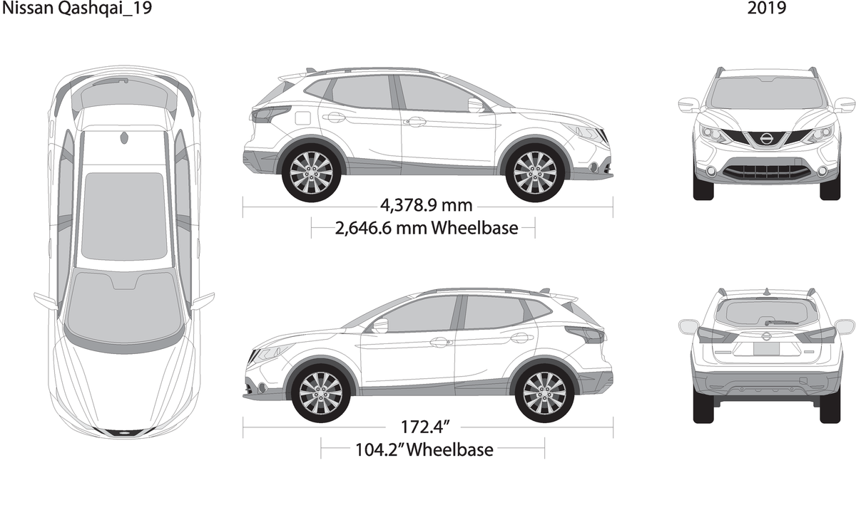 2019 Nissan Qashqai V19 Vehicle Wrap Template