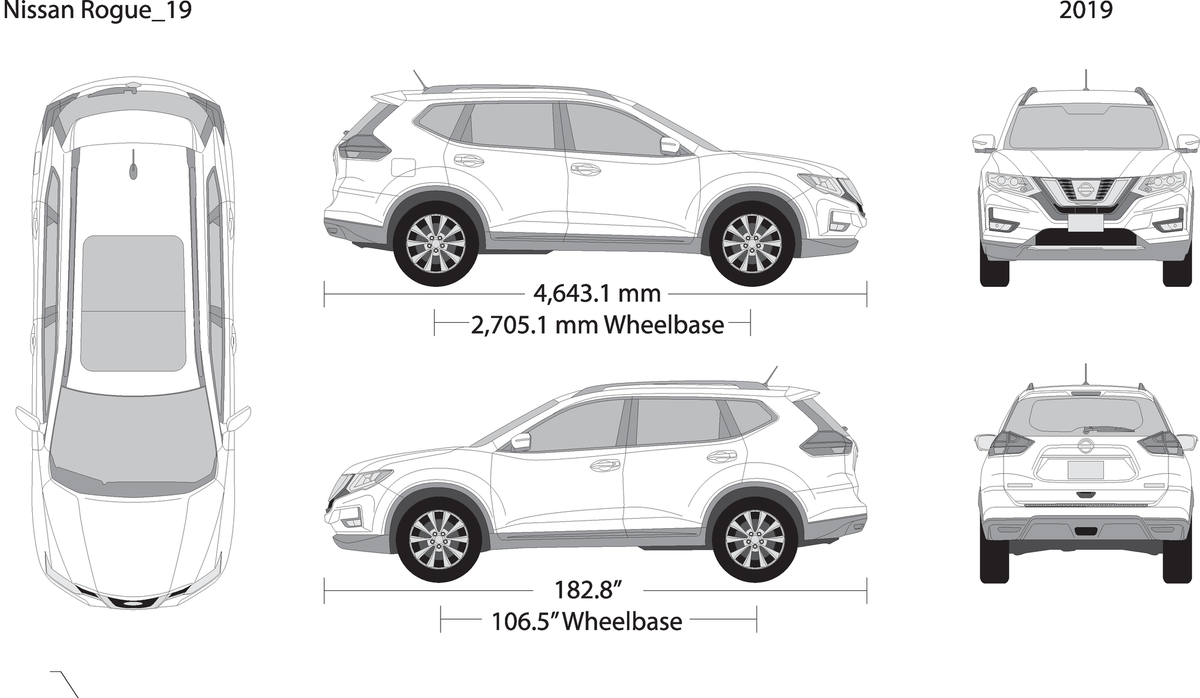 2019 Nissan Rogue V19 Vehicle Wrap Template