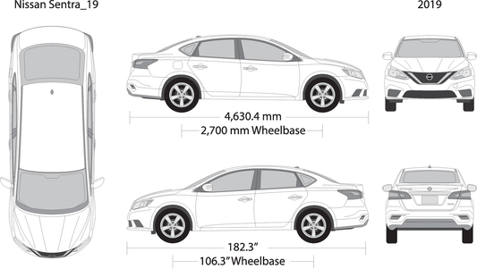 2019 Nissan Sentra V19 Vehicle Wrap Template