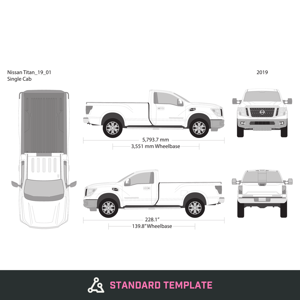 2019 Nissan Titan vector wrap template V01, Design-Ready PDF - GravBase