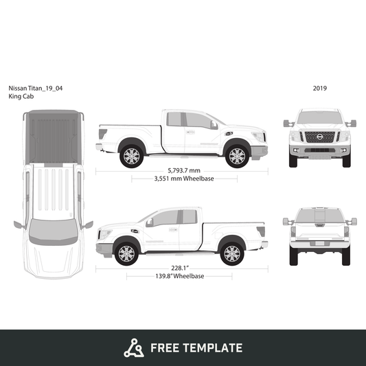 2019 Nissan Titan free vector vehicle wrap template - GravBase