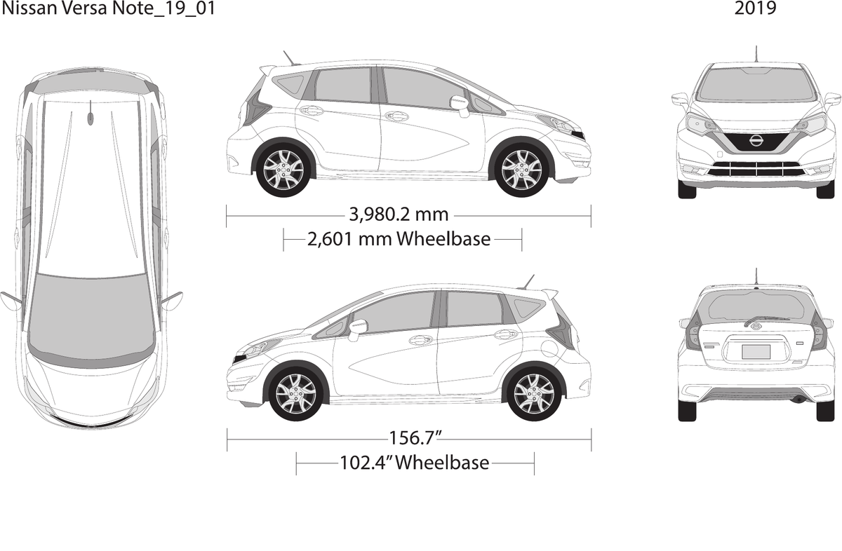 2019 Nissan Versa Note vector wrap template, Design-Ready PDF - GravBase