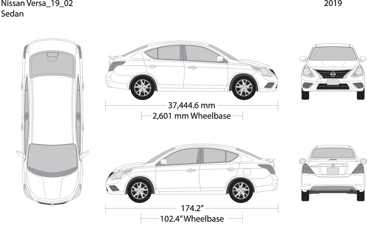 2019 Nissan Versa Sedan V02 Vehicle Wrap Template