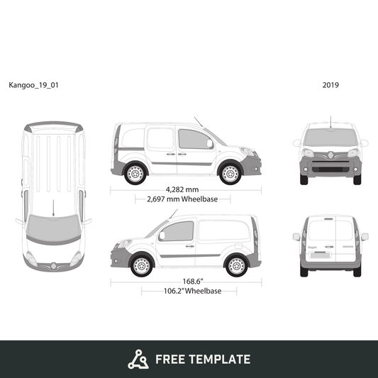 2019 Renault Kangoo free vector vehicle wrap template - GravBase