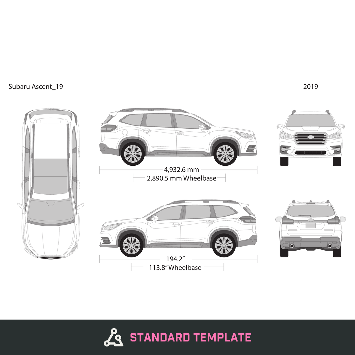2019 Subaru Ascent vector wrap template, Design-Ready PDF - GravBase