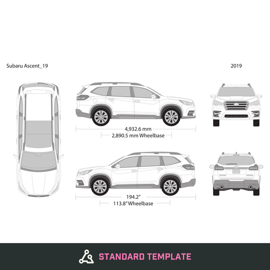 2019 Subaru Ascent vector wrap template, Design-Ready PDF - GravBase