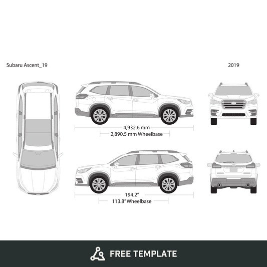 2019 Subaru Ascent free vector vehicle wrap template - GravBase