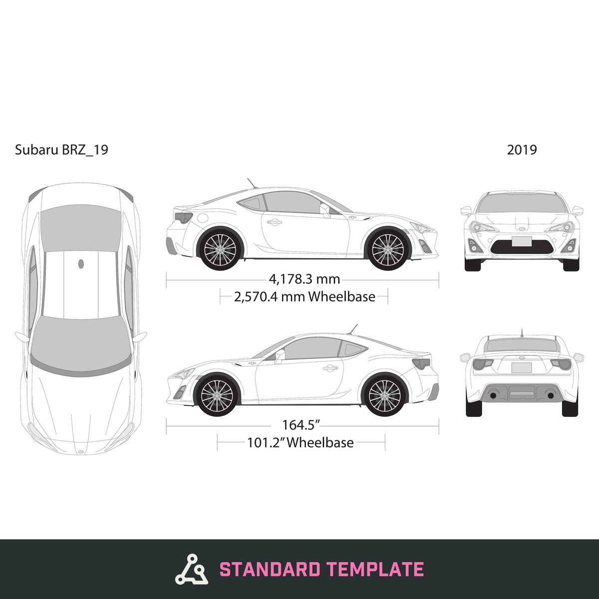 2019 Subaru BRZ vector wrap template, Design-Ready PDF - GravBase