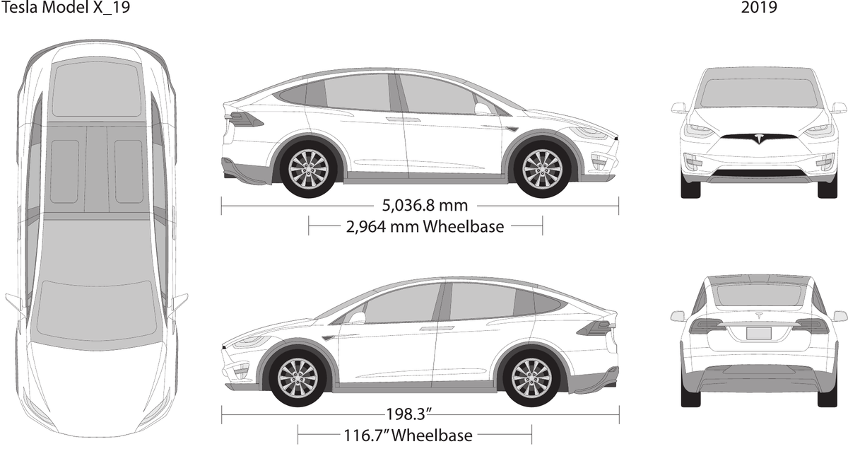 2019 Tesla Model X vector wrap template, Design-Ready PDF - GravBase