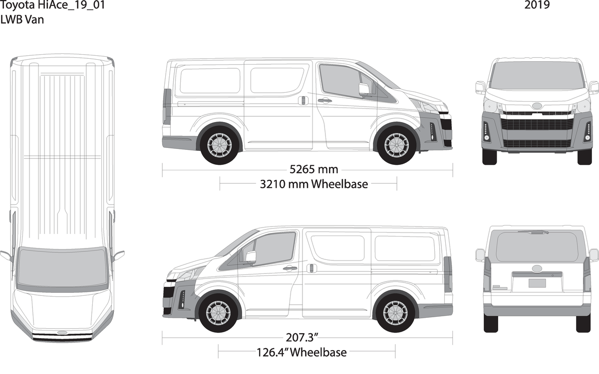 2019 Toyota Hiace V01 Vehicle Wrap Template