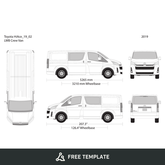 2019 Toyota Hiace free vector vehicle wrap template - GravBase