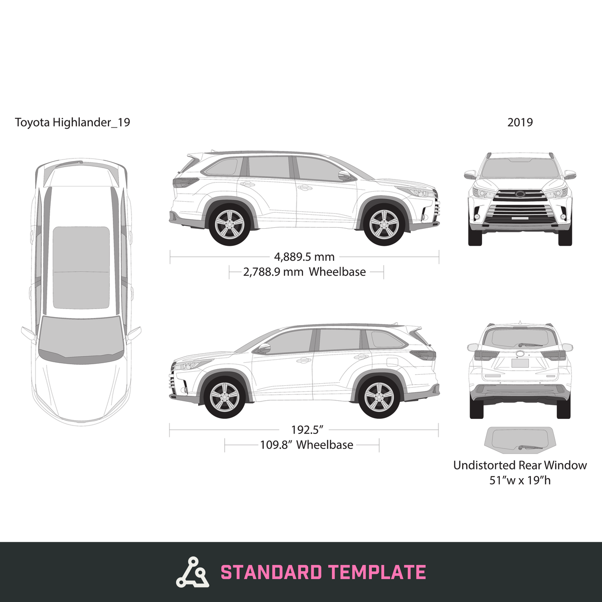 2019 Toyota Highlander vector wrap template, Design-Ready PDF - GravBase