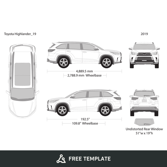 2019 Toyota Highlander free vector vehicle wrap template - GravBase