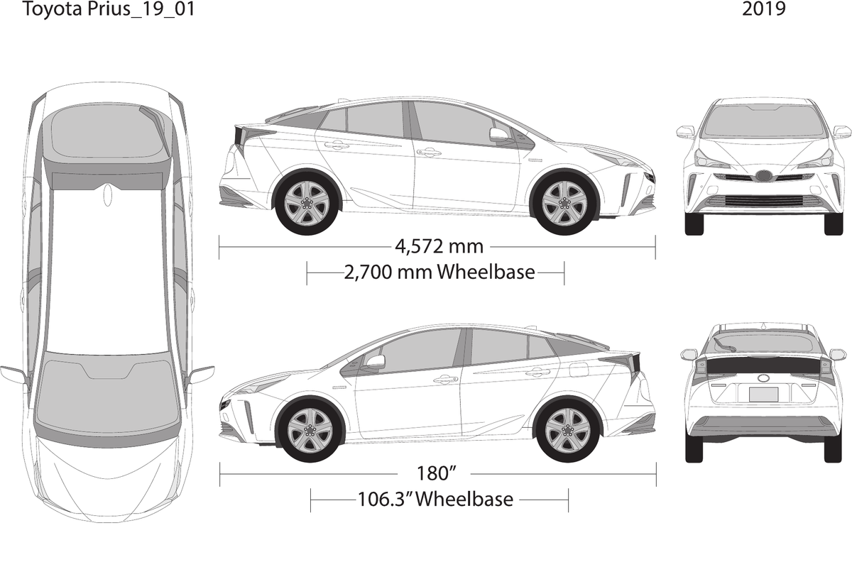 2019 Toyota Prius vector wrap template V01, Design-Ready PDF - GravBase