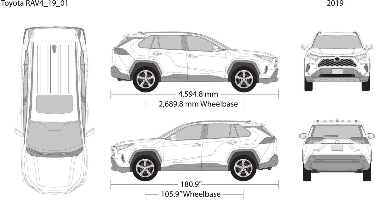 2019 Toyota RAV4 Vector Wrap Template - GravBase