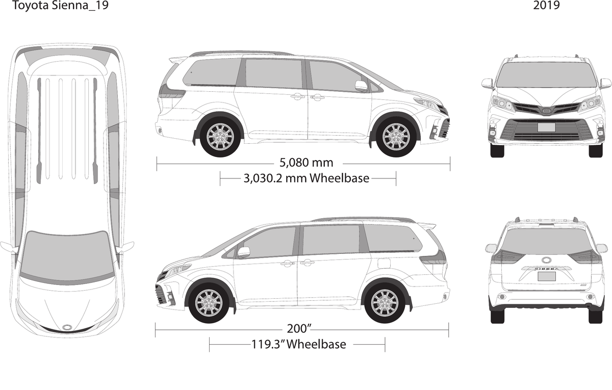 2019 Toyota Sienna vector wrap template, Design-Ready PDF - GravBase