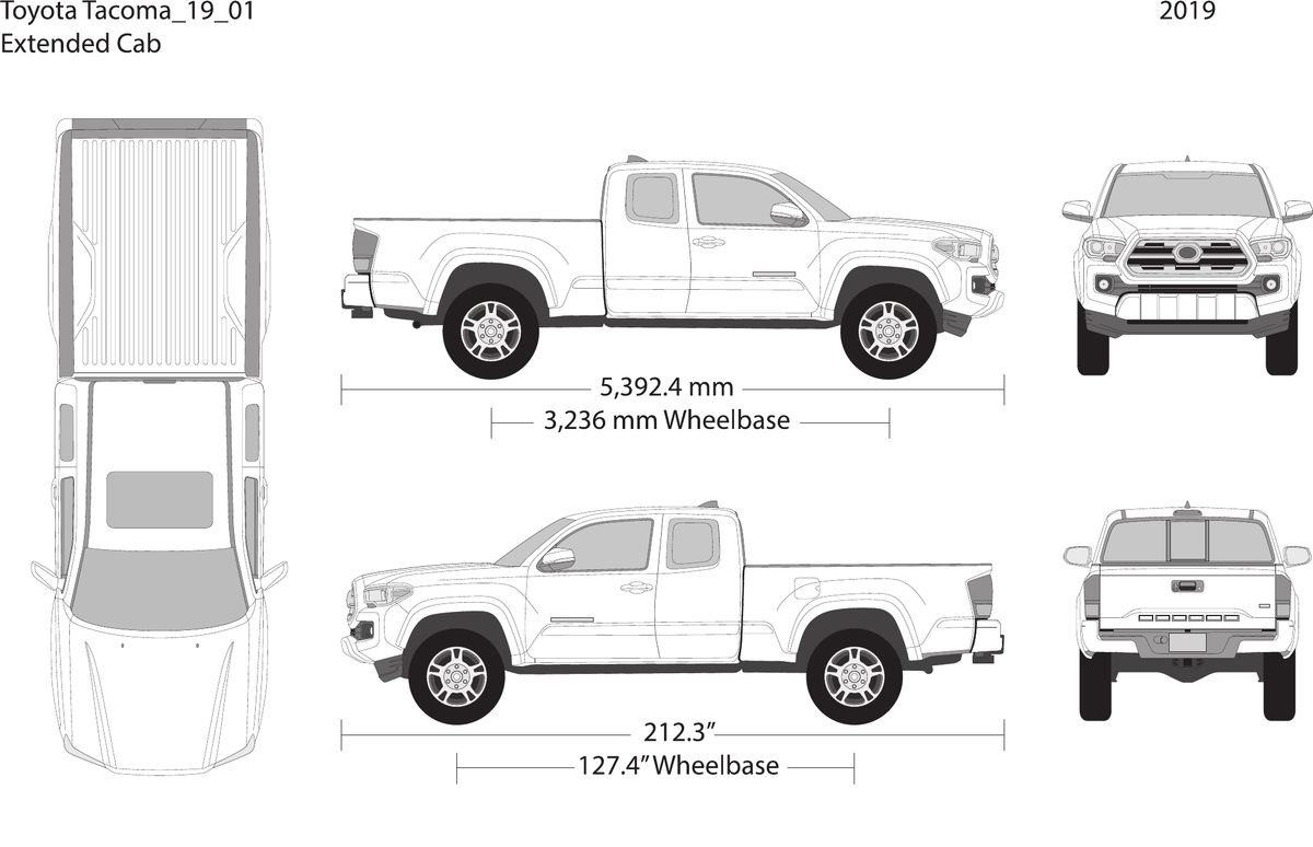 2019 Toyota Tacoma vector wrap template V01, Design-Ready PDF - GravBase