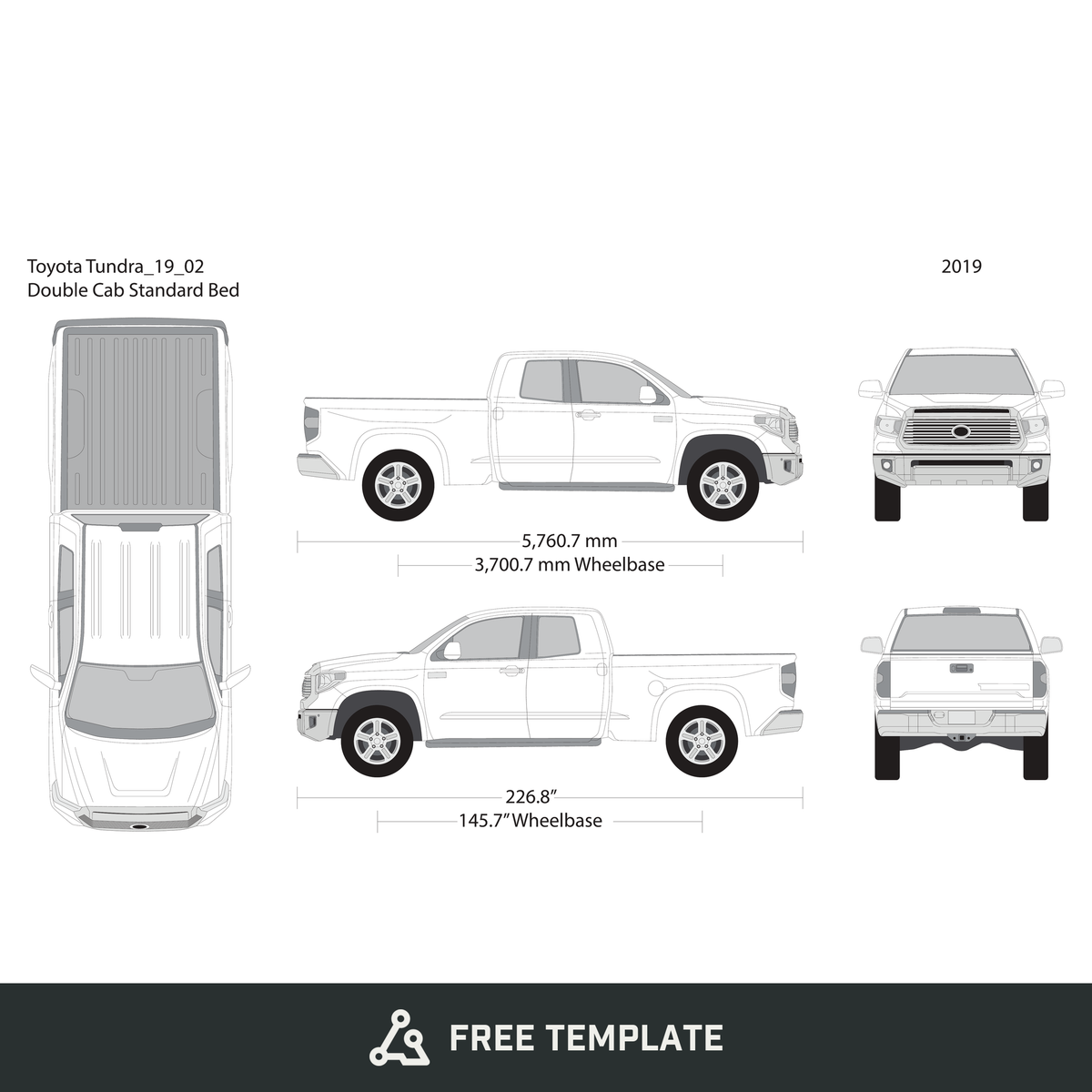 2019 Toyota Tundra free vector vehicle wrap template - GravBase