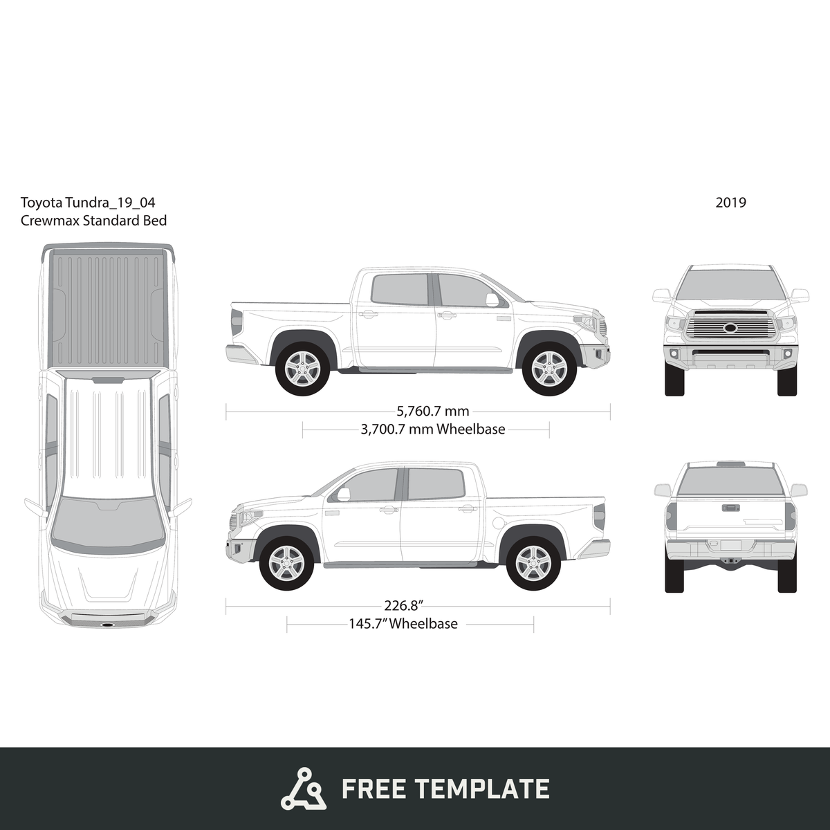 2019 Toyota Tundra free vector vehicle wrap template - GravBase