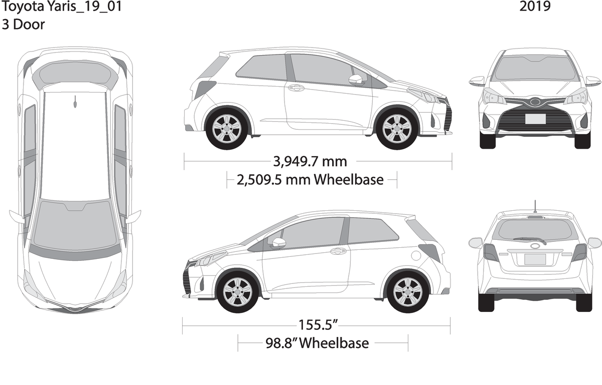 2019 Toyota Yaris V01 Vehicle Wrap Template