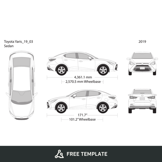 2019 Toyota Yaris free vector vehicle wrap template - GravBase