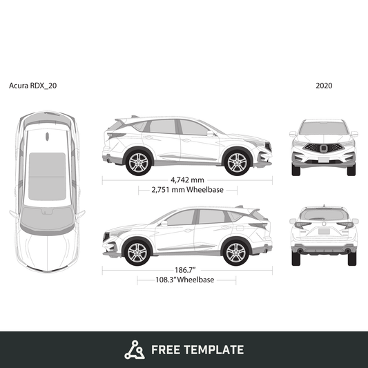 2020 Acura RDX free vector vehicle wrap template - GravBase