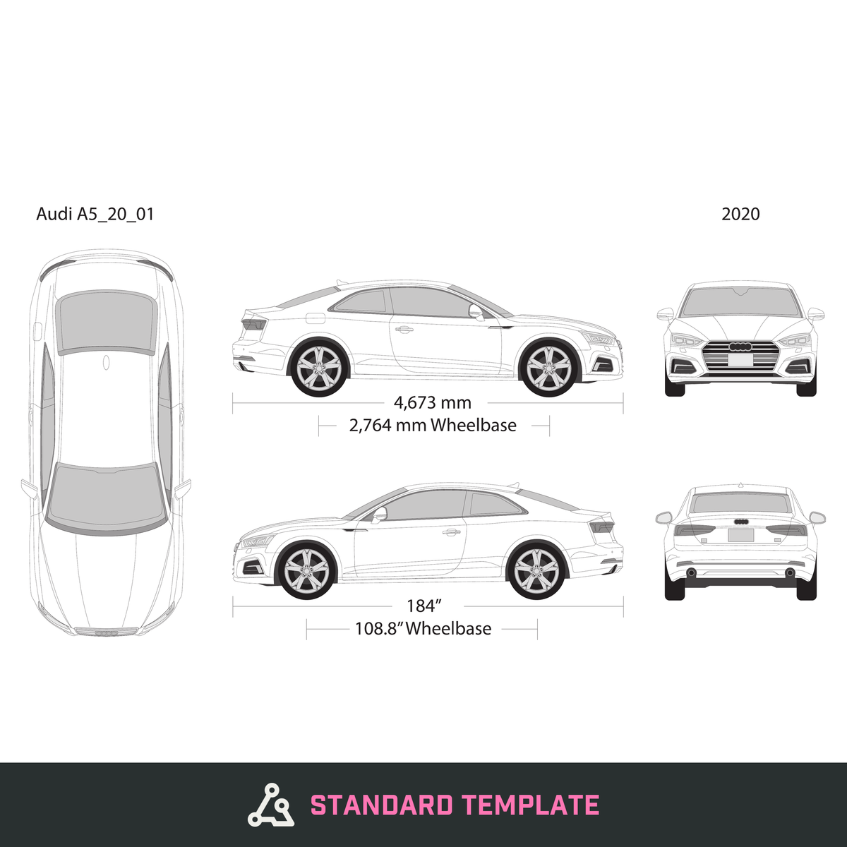 2020 Audi A5 vector wrap template, Design-Ready PDF - GravBase