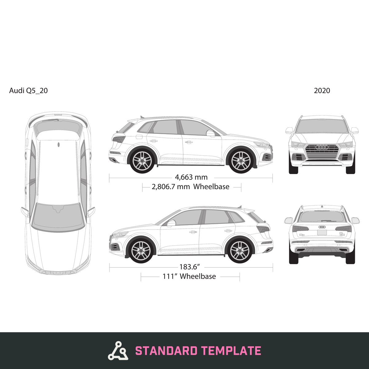 2020 Audi Q5 vector wrap template, Design-Ready PDF - GravBase