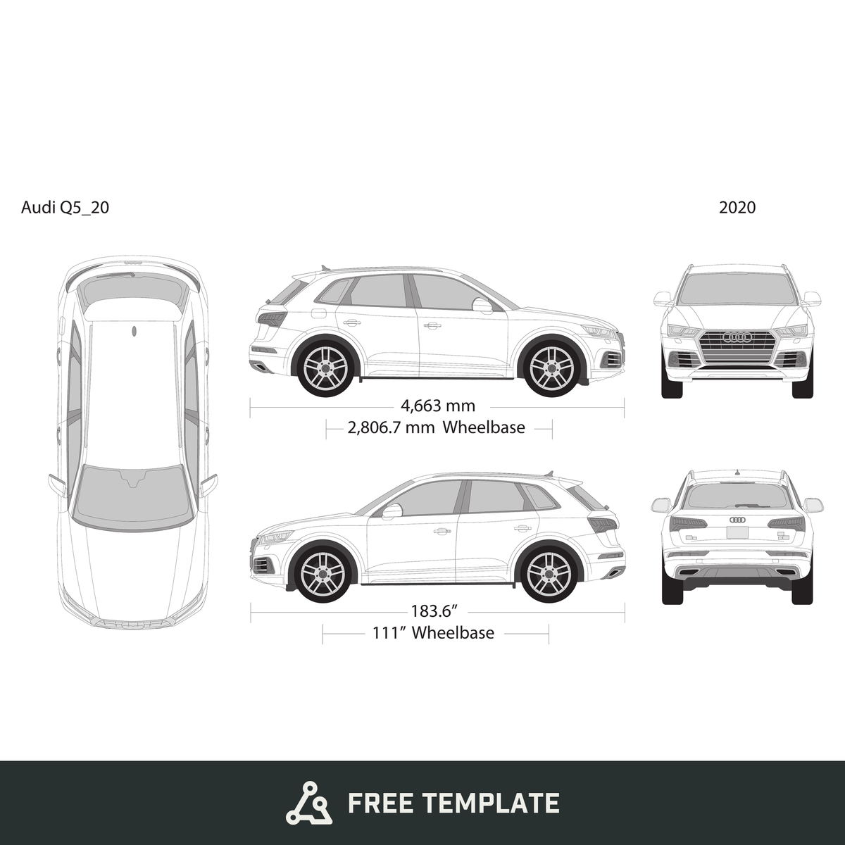 2020 Audi Q5 free vector vehicle wrap template - GravBase