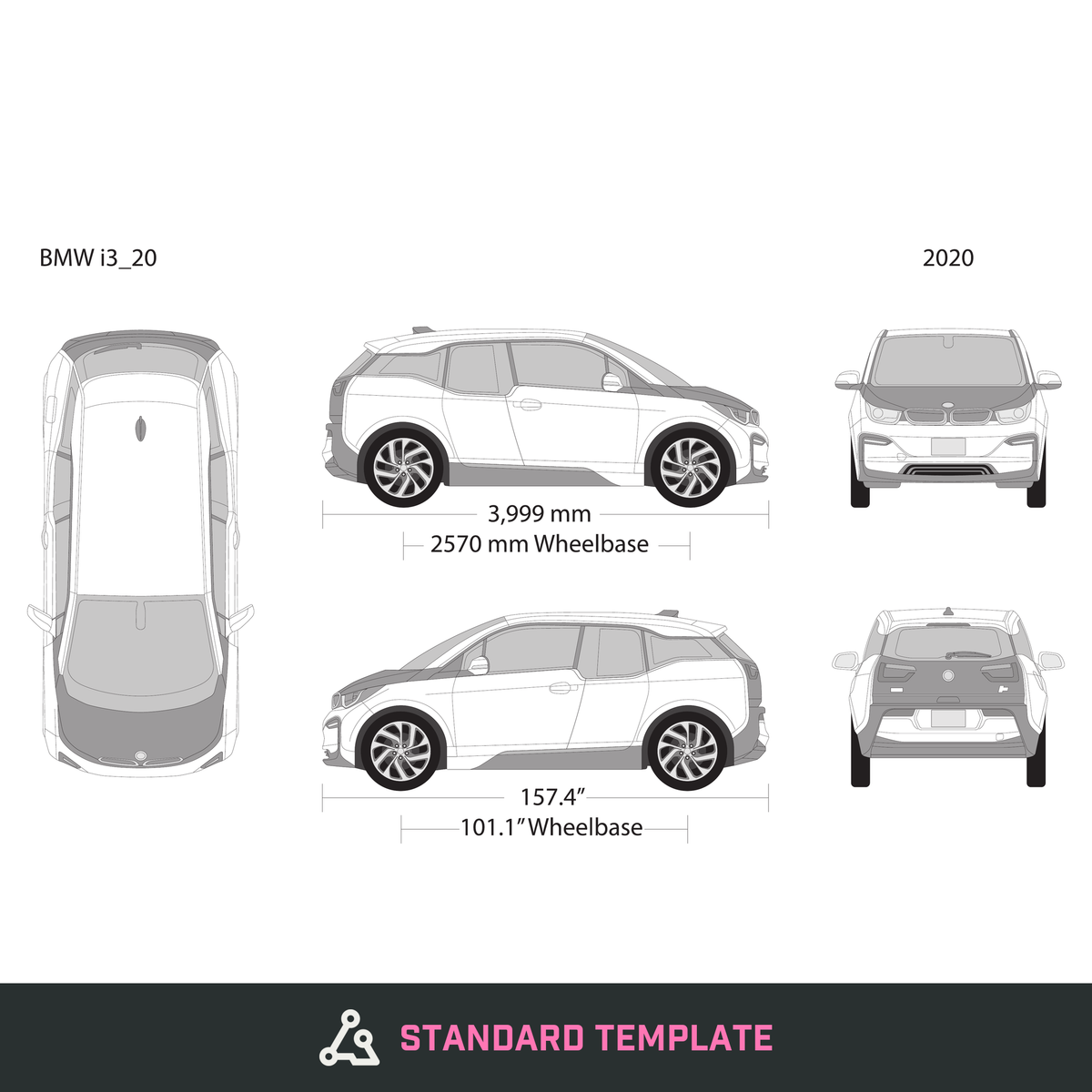 2020 BMW I3 vector wrap template, Design-Ready PDF - GravBase