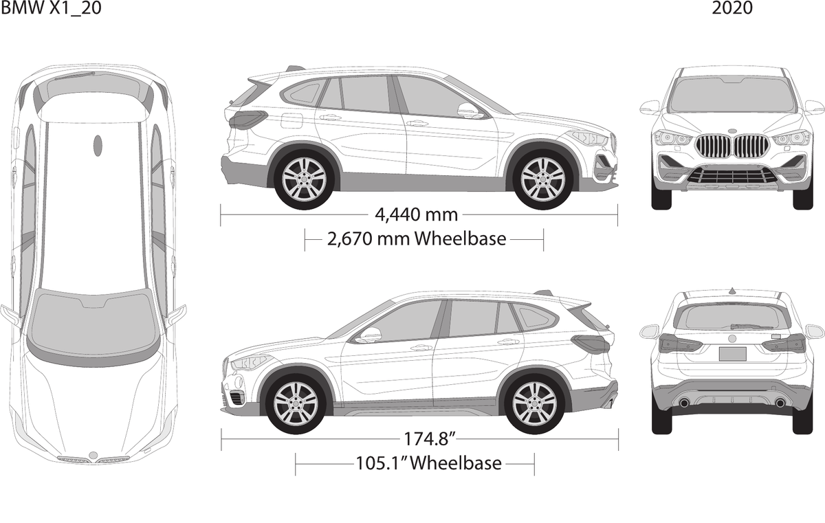 2020 BMW X1 vector wrap template, Design-Ready PDF - GravBase