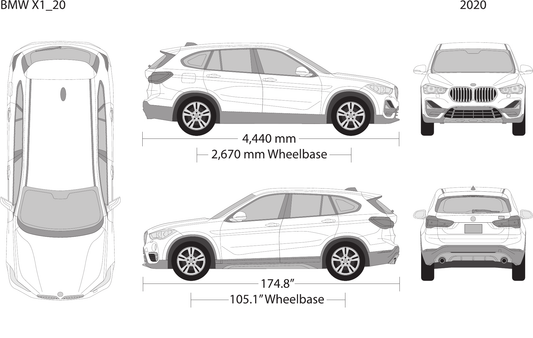 2020 BMW X1 vector wrap template, Design-Ready PDF - GravBase