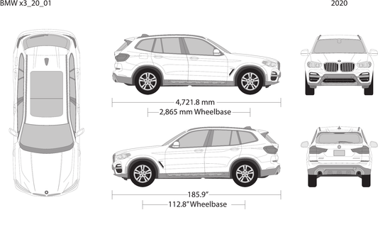 2020 BMW X3 Vector Wrap Template - GravBase