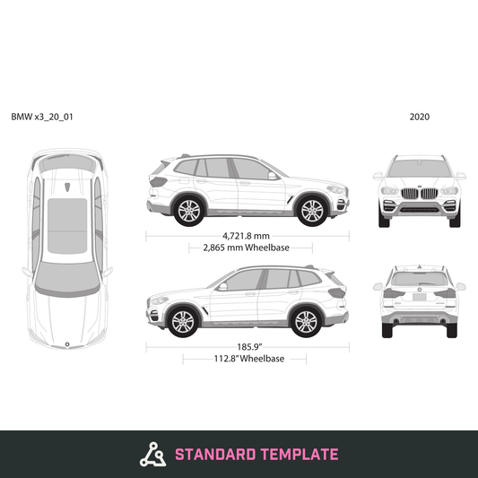 2020 BMW X3 vector wrap template, Design-Ready PDF - GravBase