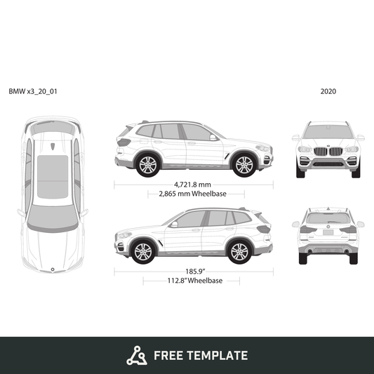 2020 BMW X3 free vector vehicle wrap template - GravBase
