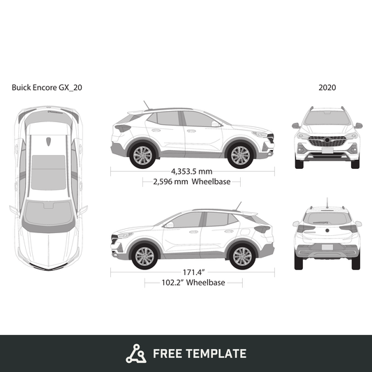 2020 Buick Encore free vector vehicle wrap template - GravBase