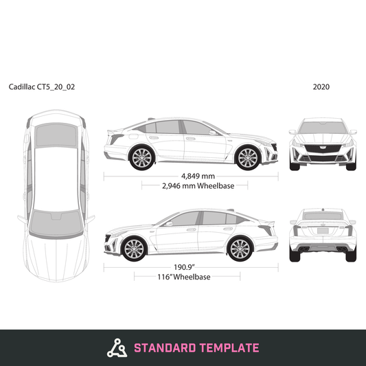 2020 Cadillac CT5 vector wrap template, Design-Ready PDF - GravBase