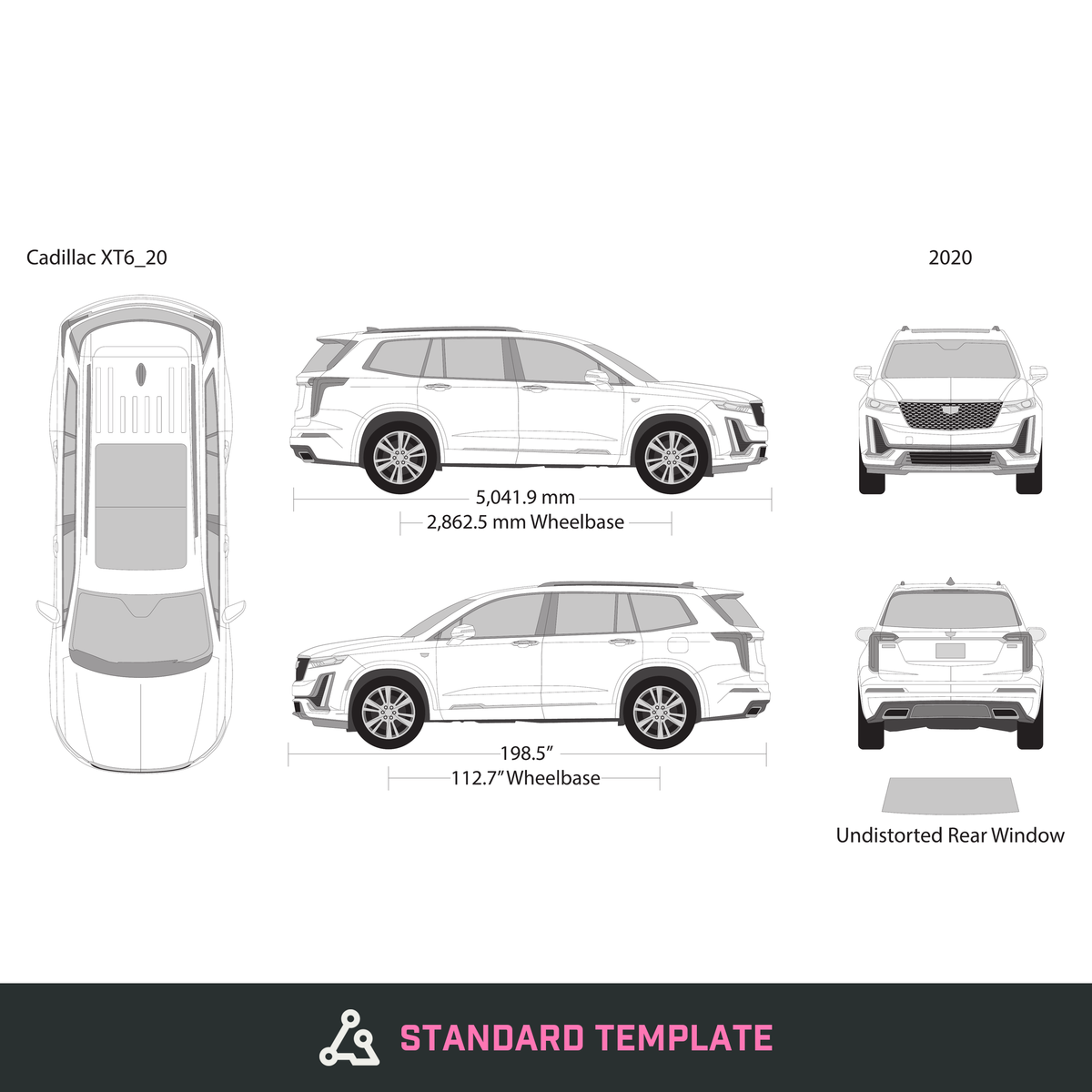 2020 Cadillac XT6 vector wrap template, Design-Ready PDF - GravBase