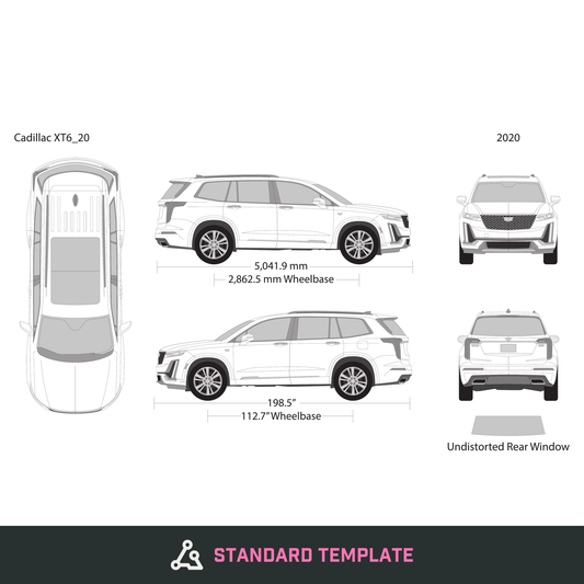 2020 Cadillac XT6 vector wrap template, Design-Ready PDF - GravBase