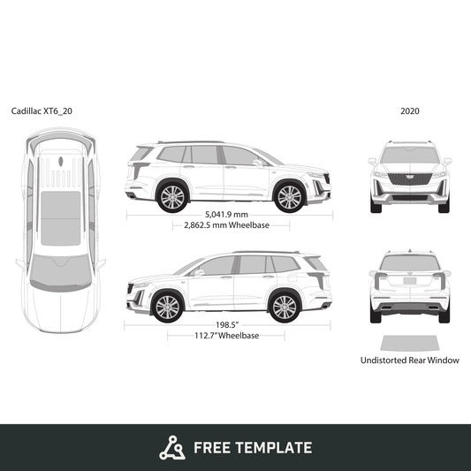 2020 Cadillac XT6 free vector vehicle wrap template - GravBase