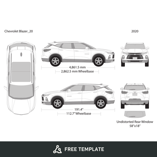2020 Chevy Blazer free vector vehicle wrap template - GravBase